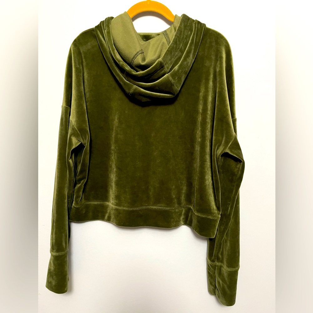 Aerie olive green velvet hoodie - Picture 4 of 4